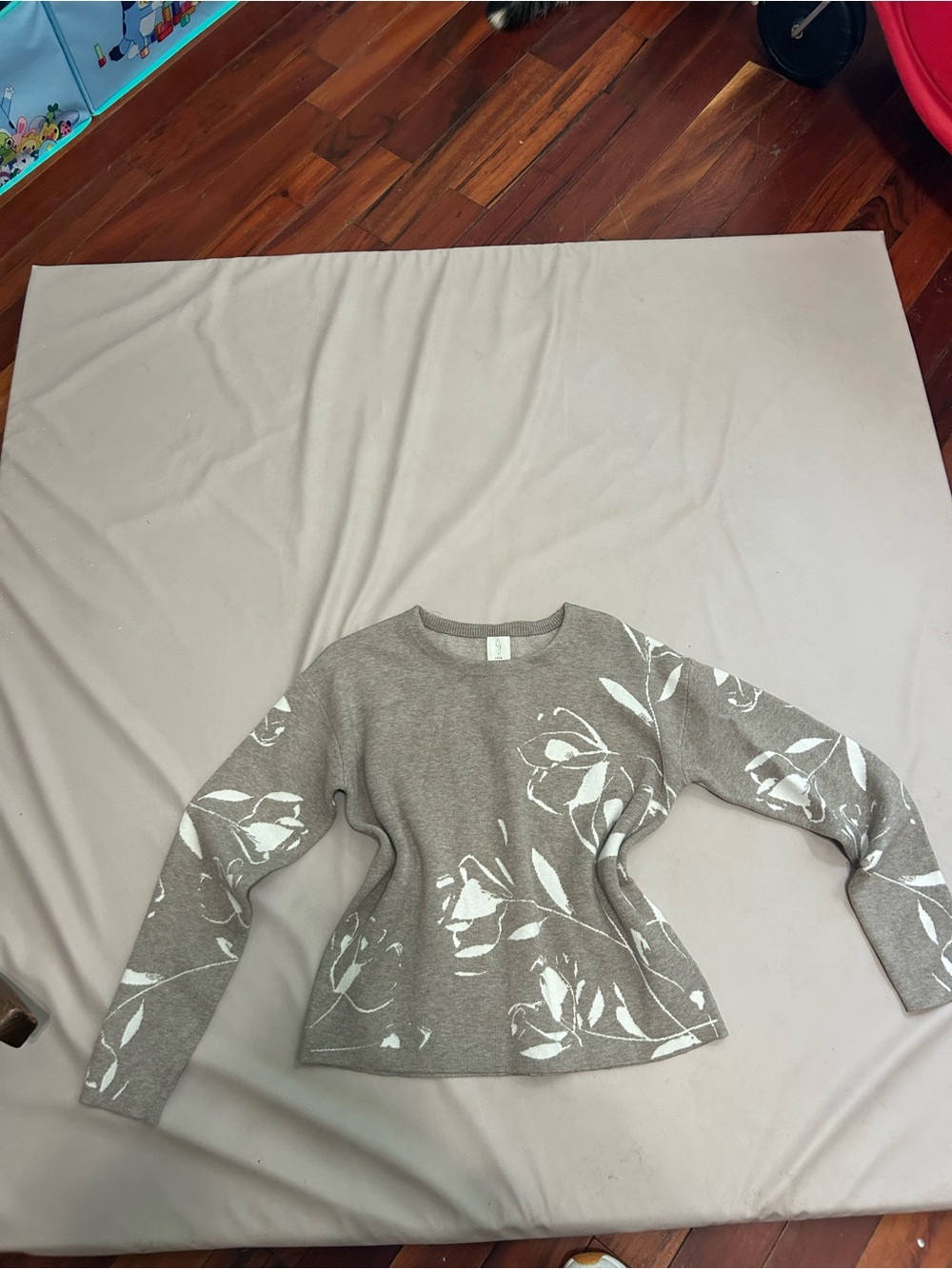 Joie Gray Floral Crewneck Sweater